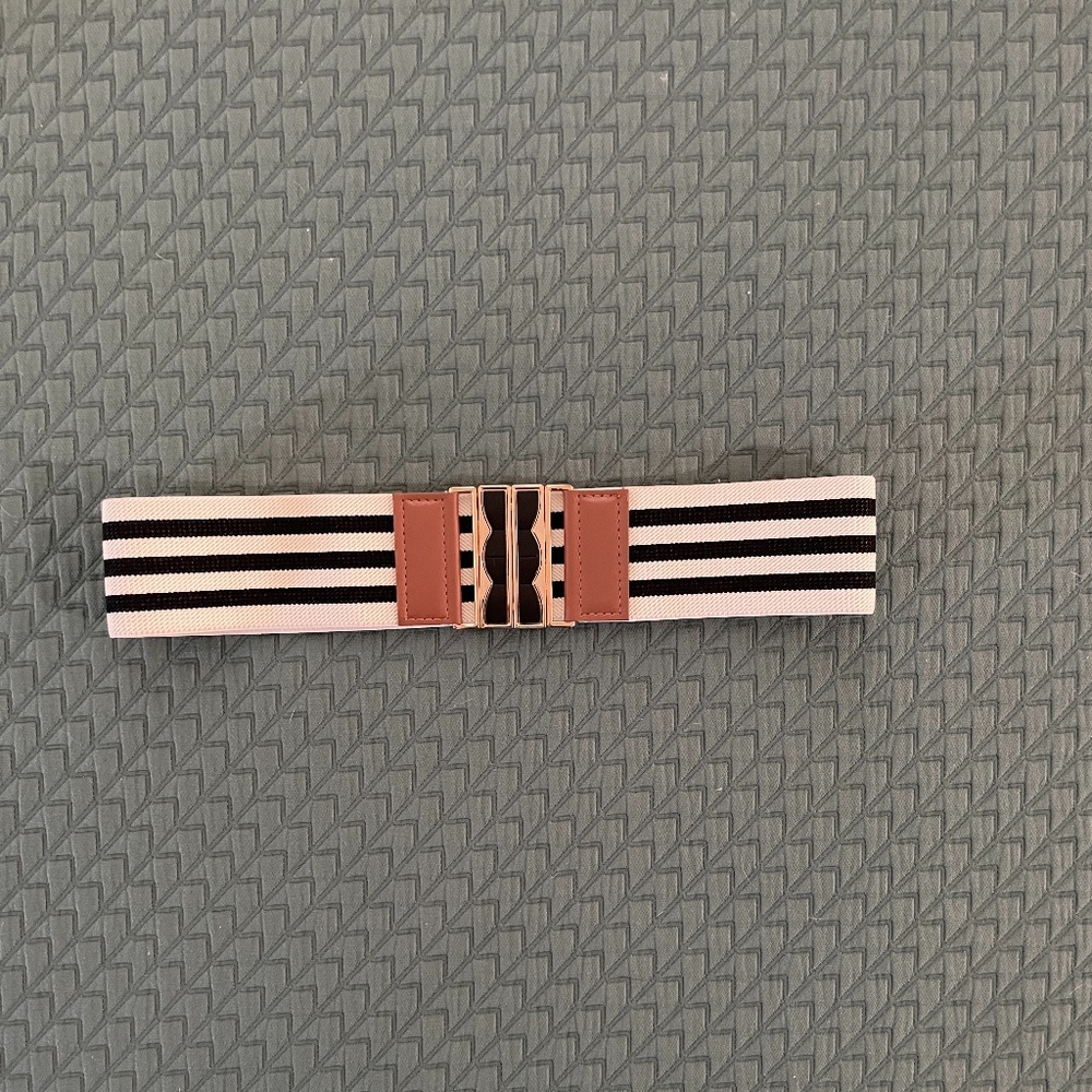 Wide Elastic Striped Belt